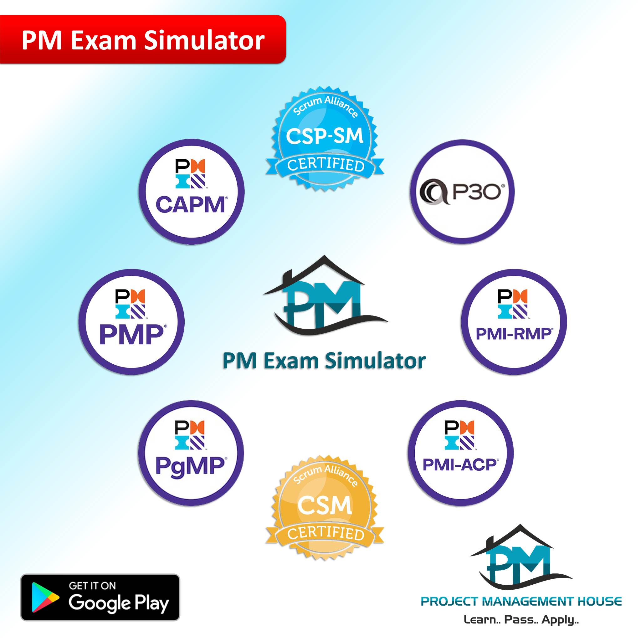 PM Exam Simulator - تطبيق محاكاة لجميع امتحانات شهادات ادارة المشاريع